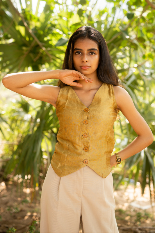 Adaa Solid Gold Vest Top