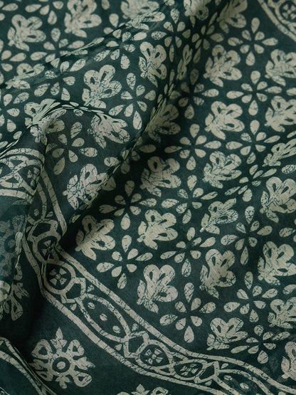 Divine Drapes Green Floral Saree