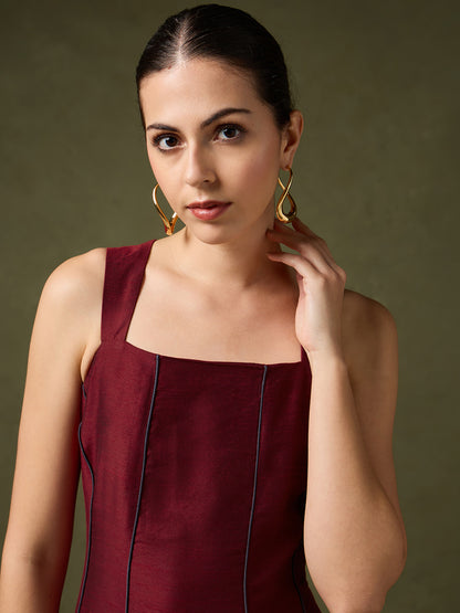 Tantu Maroon Sleeveless Dress