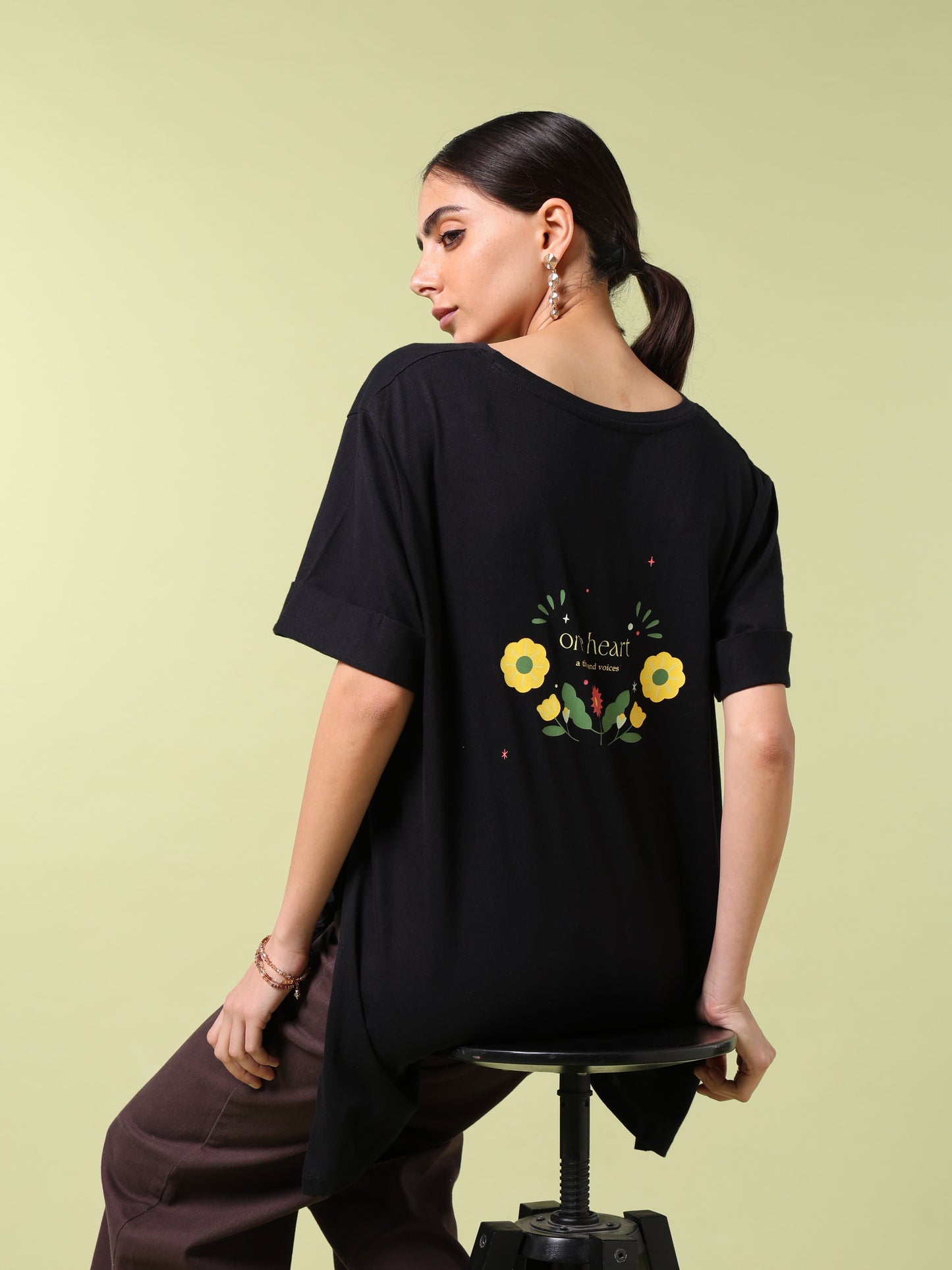 Petals Of Power Black Long T-Shirt