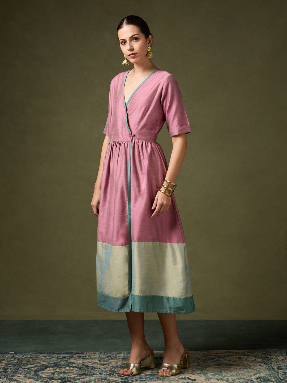 Tantu Elegant Pink Wrap Dress