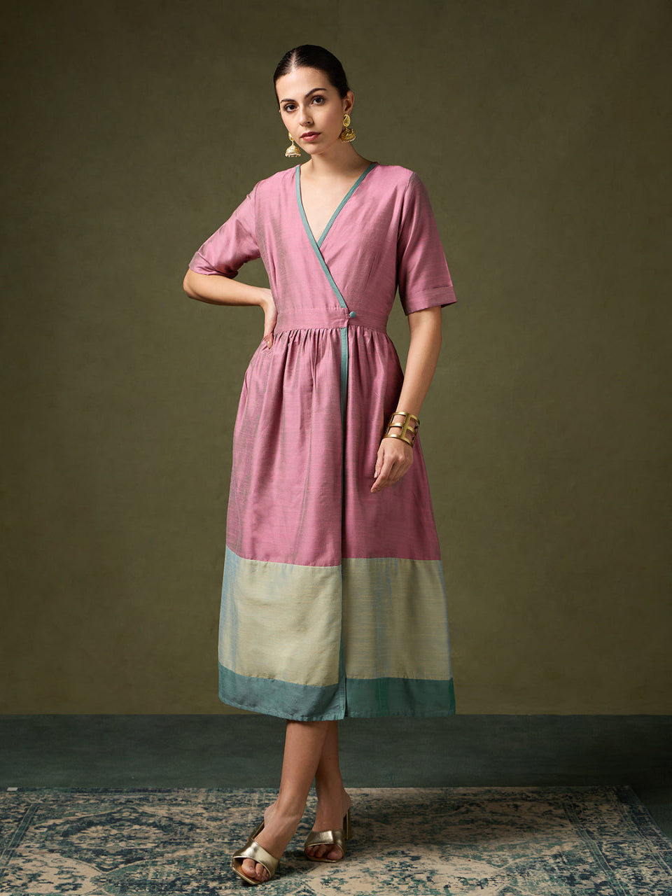 Tantu Elegant Pink Wrap Dress