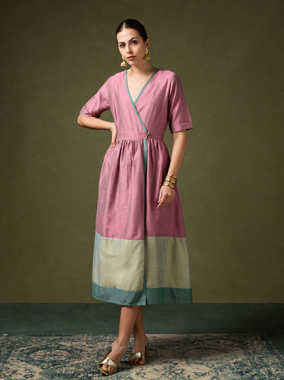 Tantu Elegant Pink Wrap Dress