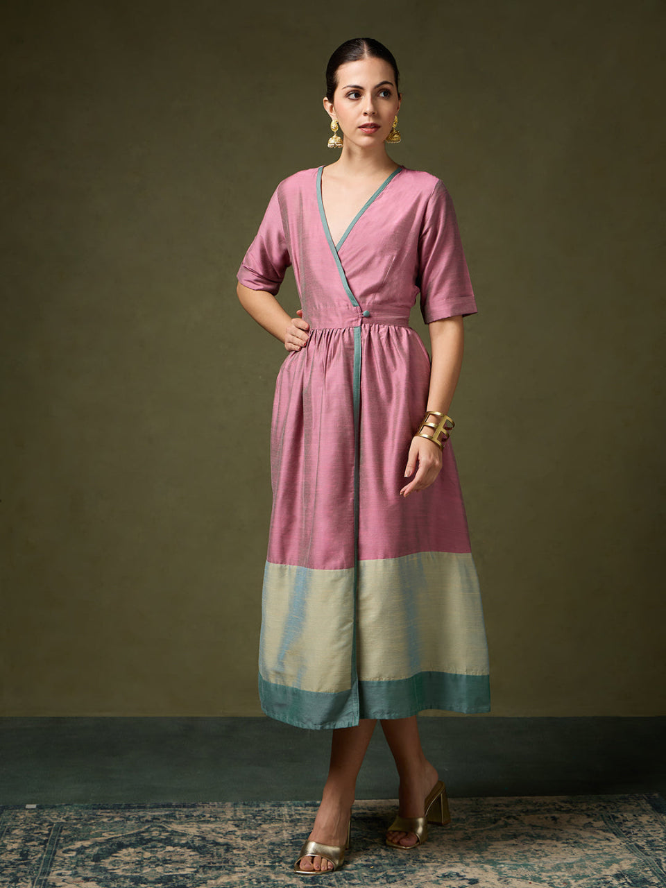 Tantu Elegant Pink Wrap Dress