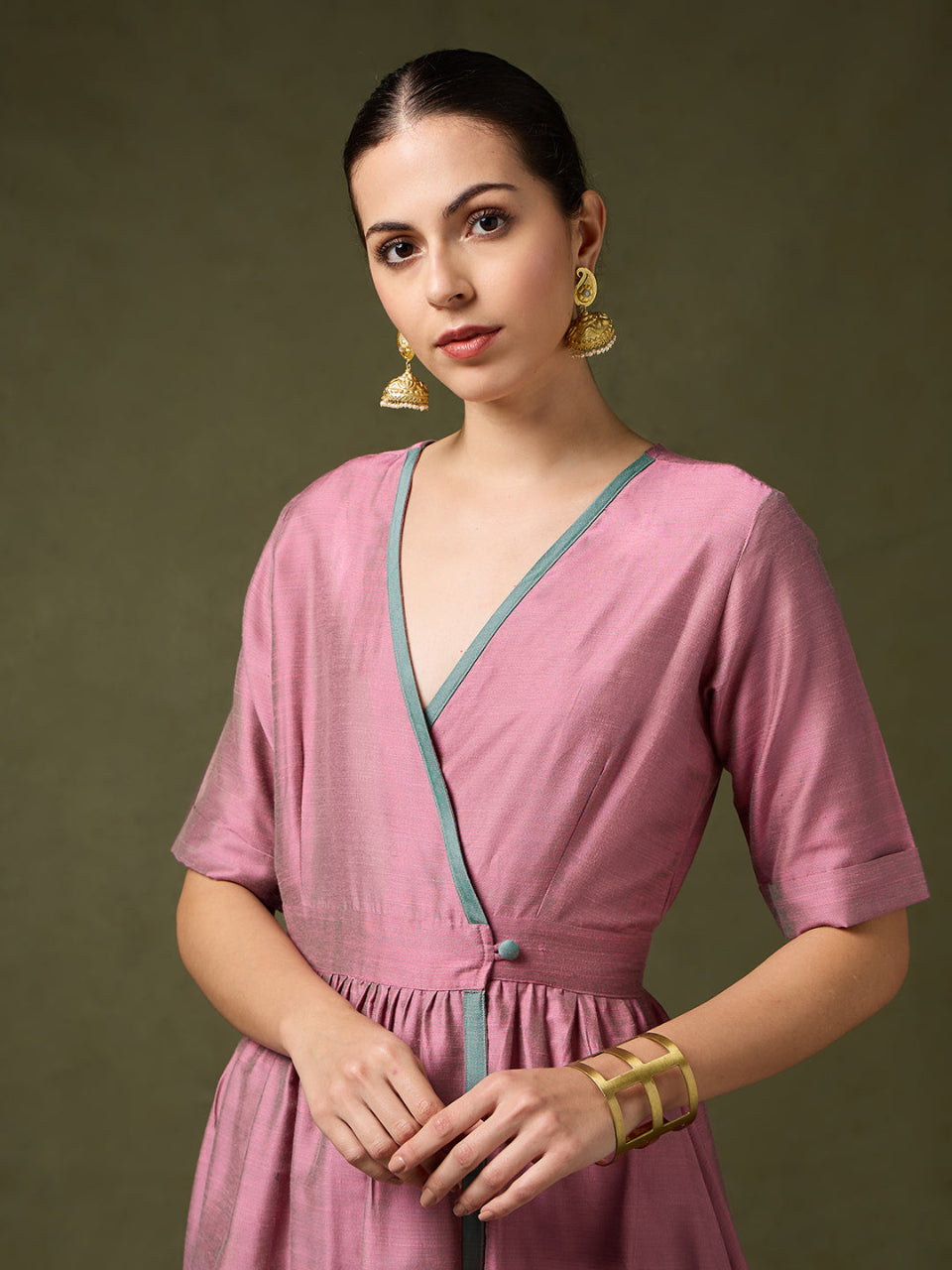 Tantu Elegant Pink Wrap Dress