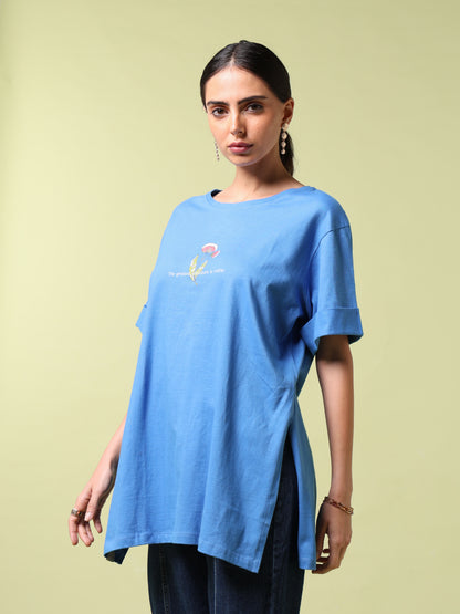 Petals Of Power Blue Long T-Shirt