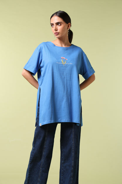 Petals Of Power Blue Long T-Shirt