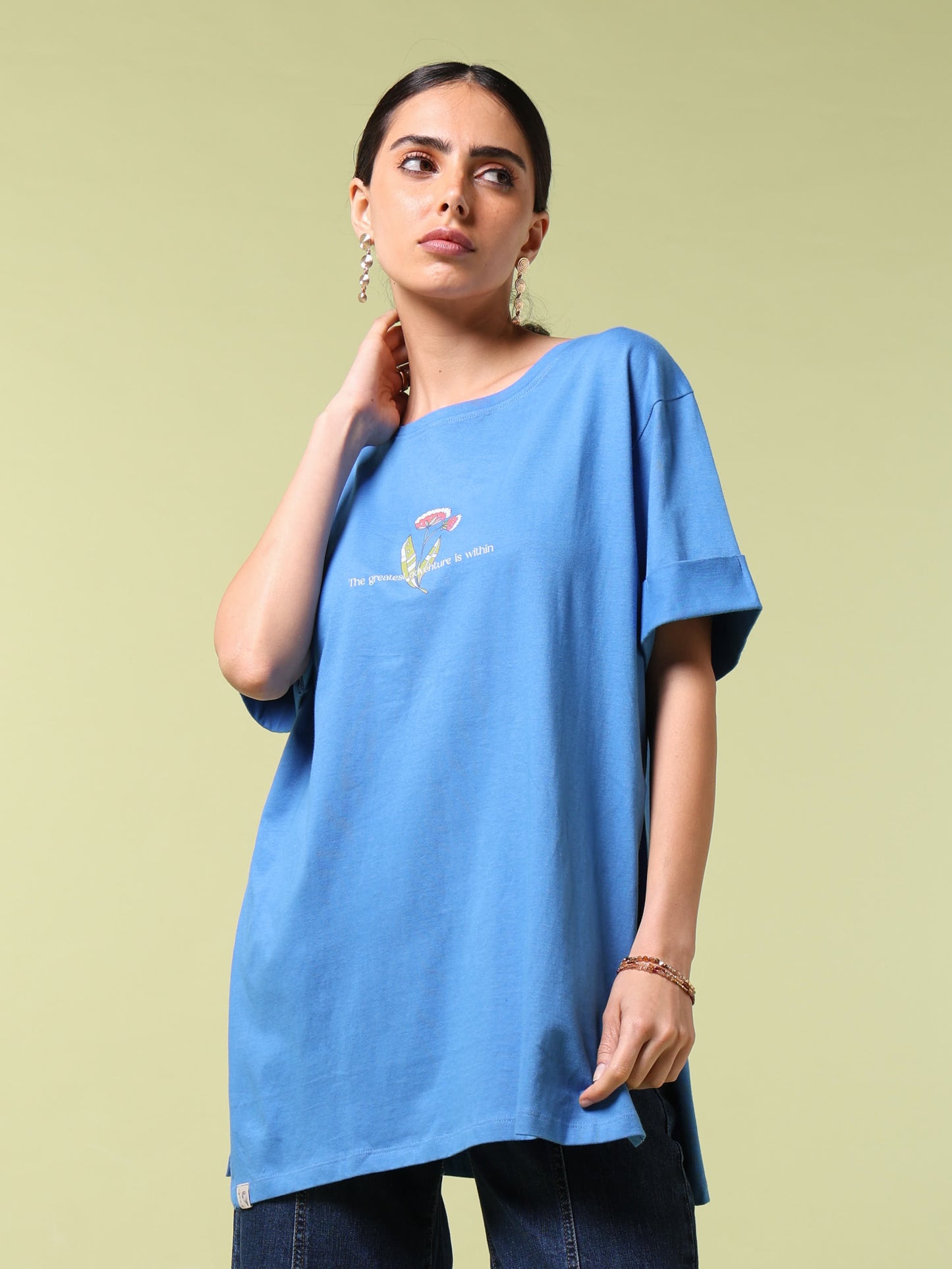 Petals Of Power Blue Long T-Shirt