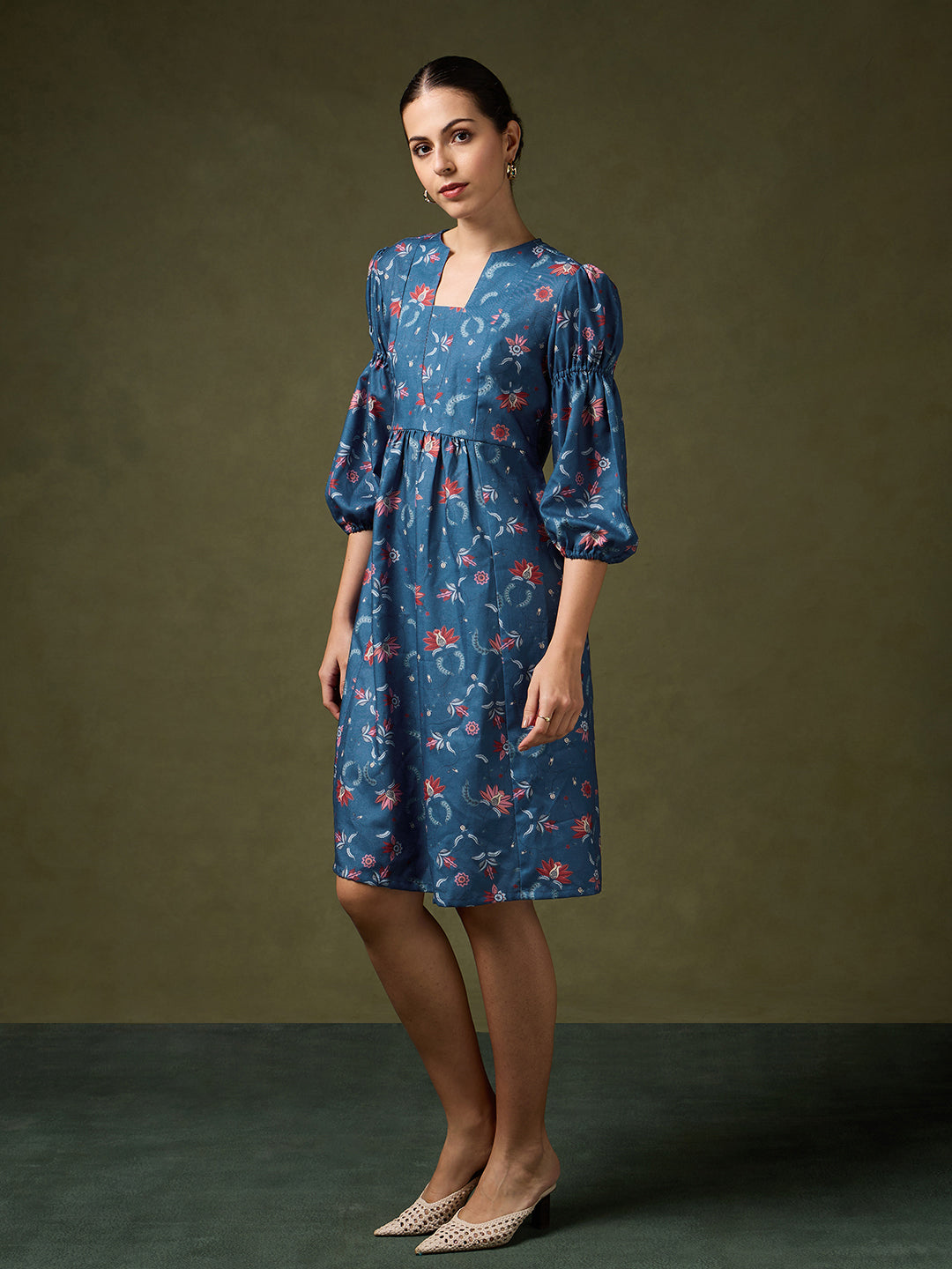 Regal Inspirations Printed Blue Dress