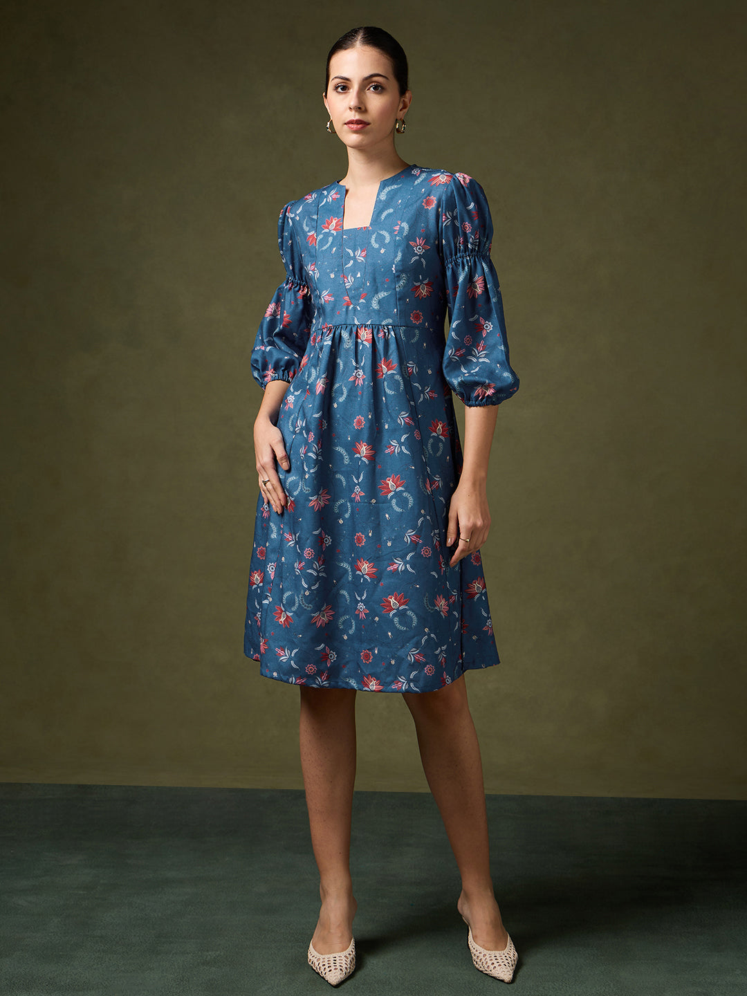 Regal Inspirations Printed Blue Dress