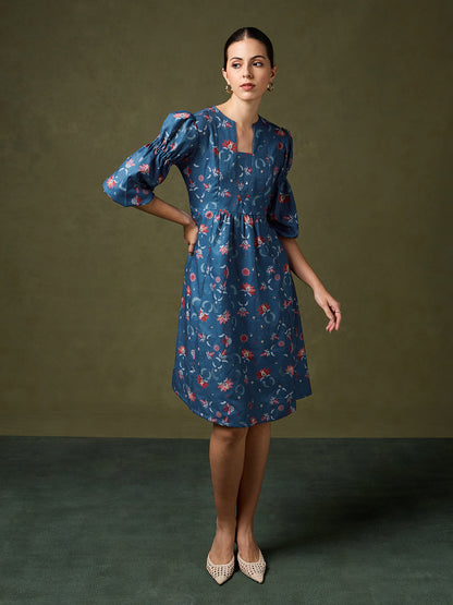 Regal Inspirations Printed Blue Dress