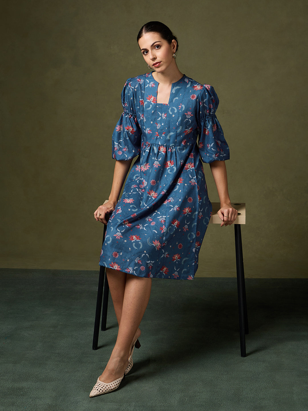 Regal Inspirations Printed Blue Dress