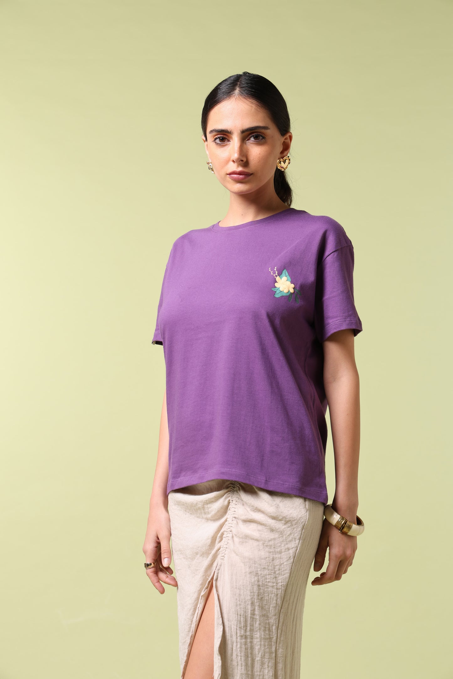 Petals Of Power Purple Long T-Shirt