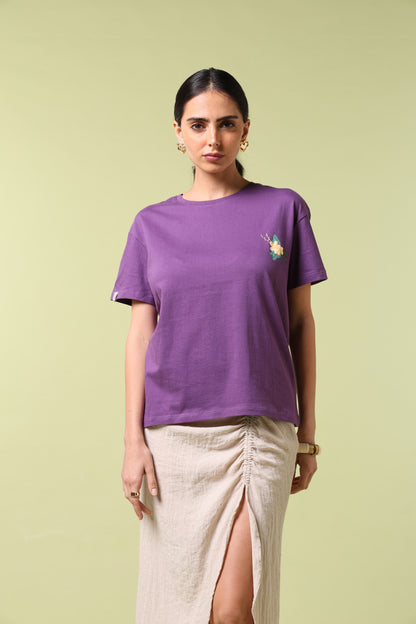 Petals Of Power Purple Long T-Shirt