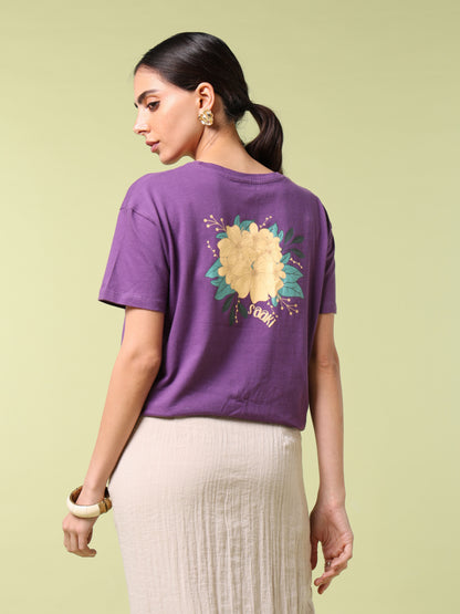 Petals Of Power Purple Long T-Shirt