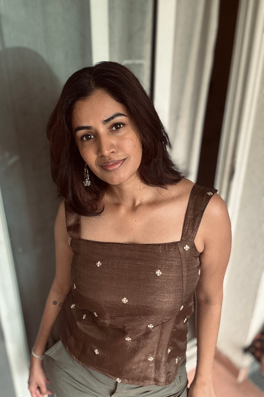 Rhea Brown Embroidered Top