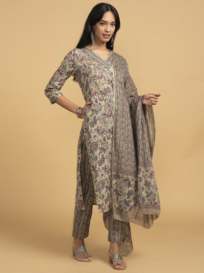 Blooming Elegance All Over Print Floral Kurta Set With Dupatta