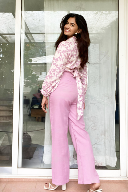 Painterly Blush Pink Abstract Printed Co-ord Set