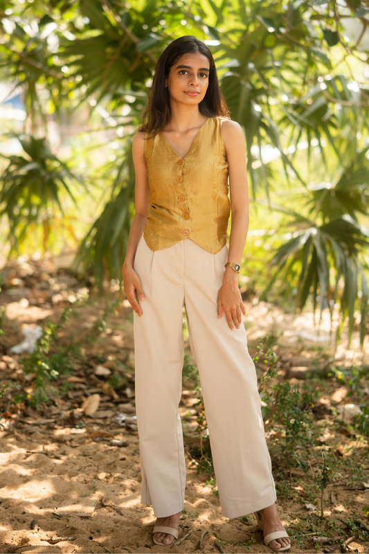 Adaa Solid Gold Vest Top