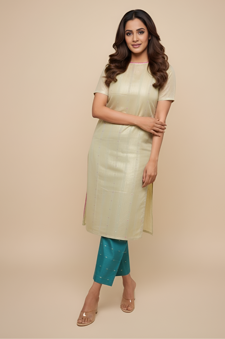 Ethereal Dreams Striped Green And Teal Kurta Set