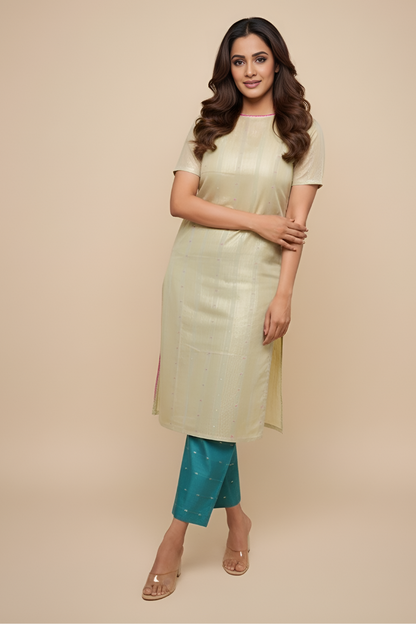 Ethereal Dreams Striped Green And Teal Kurta Set