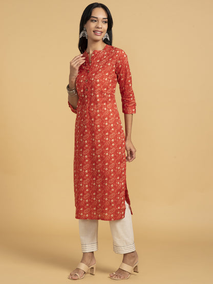 Blooming Elegance Red Floral Kurta