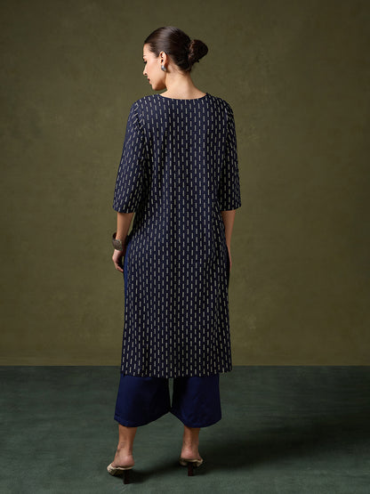 Blooming Elegance Navy Kurta