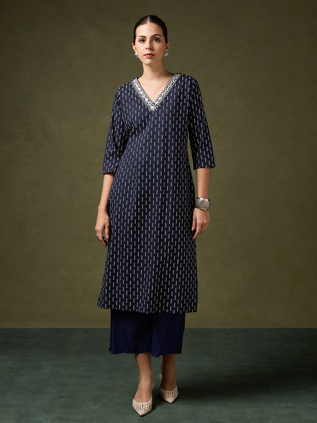 Blooming Elegance Navy Kurta