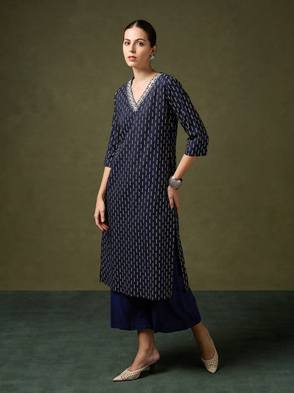 Blooming Elegance Navy Kurta