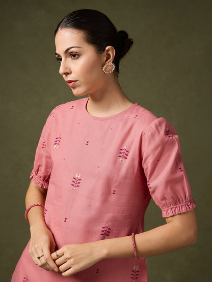 Ruhani Elegant Pink Printed Kurta