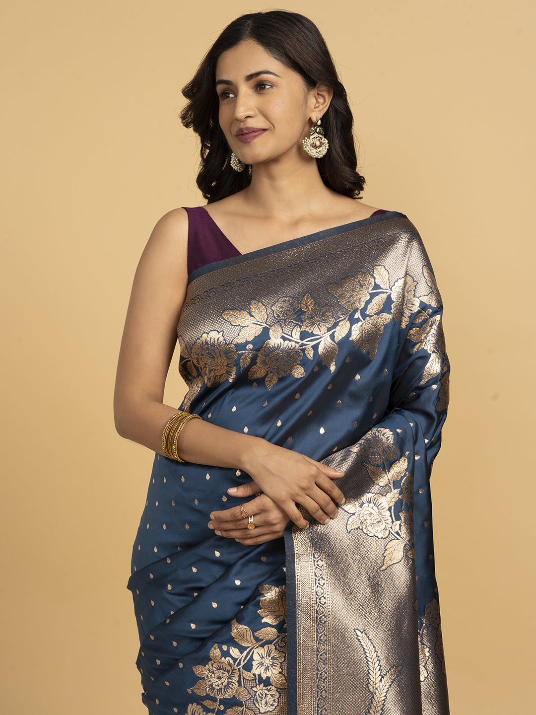 Divine Drapes Blue Motif Saree