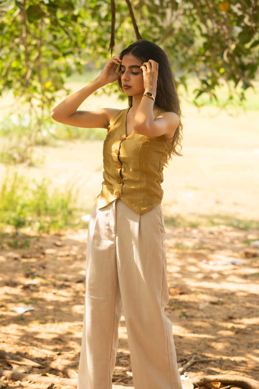 Adaa Solid Gold Vest Top
