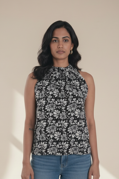 Elementary Black Floral Printed Top