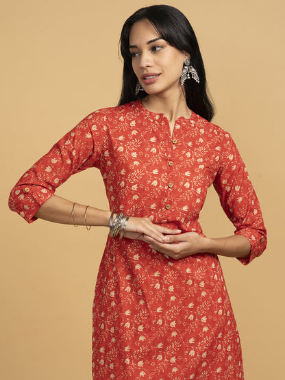 Blooming Elegance Red Floral Kurta