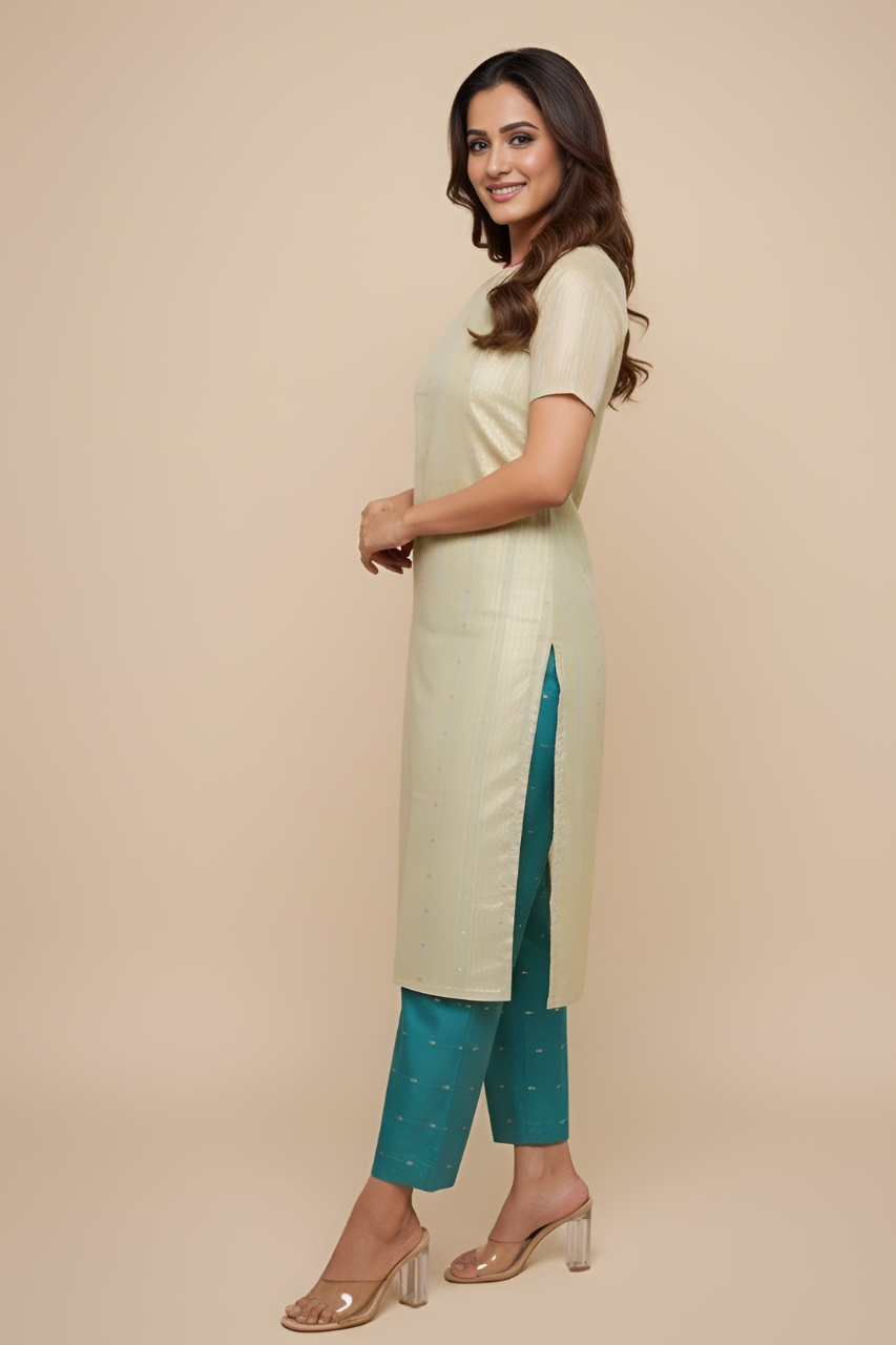Ethereal Dreams Striped Green And Teal Kurta Set