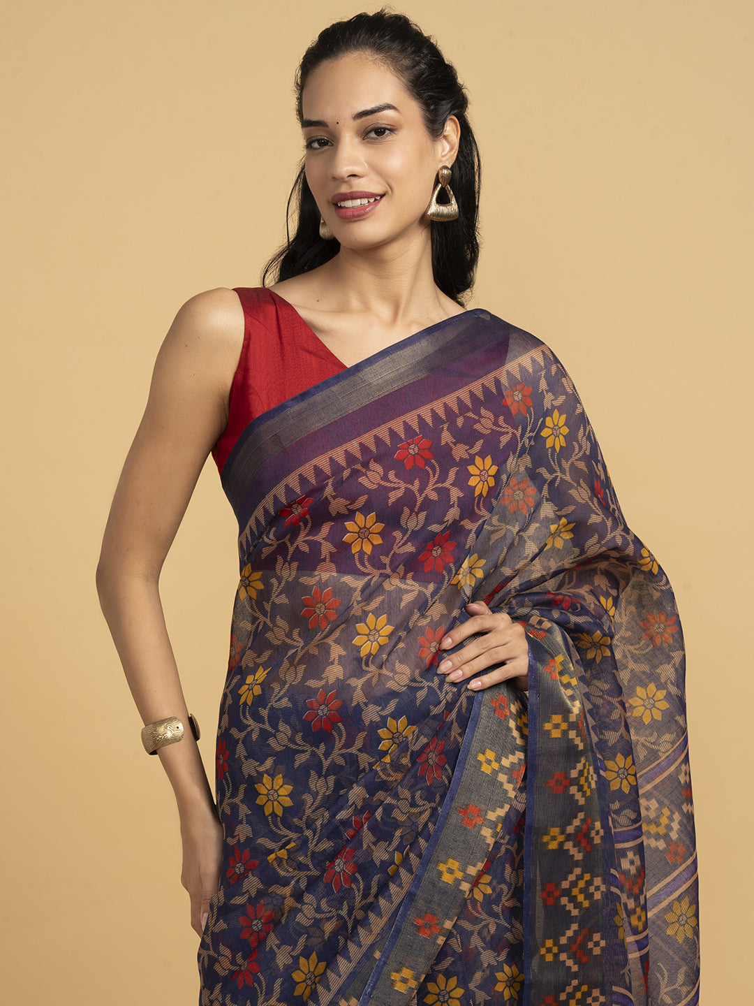 Divine Drapes Purple All Over Print Saree