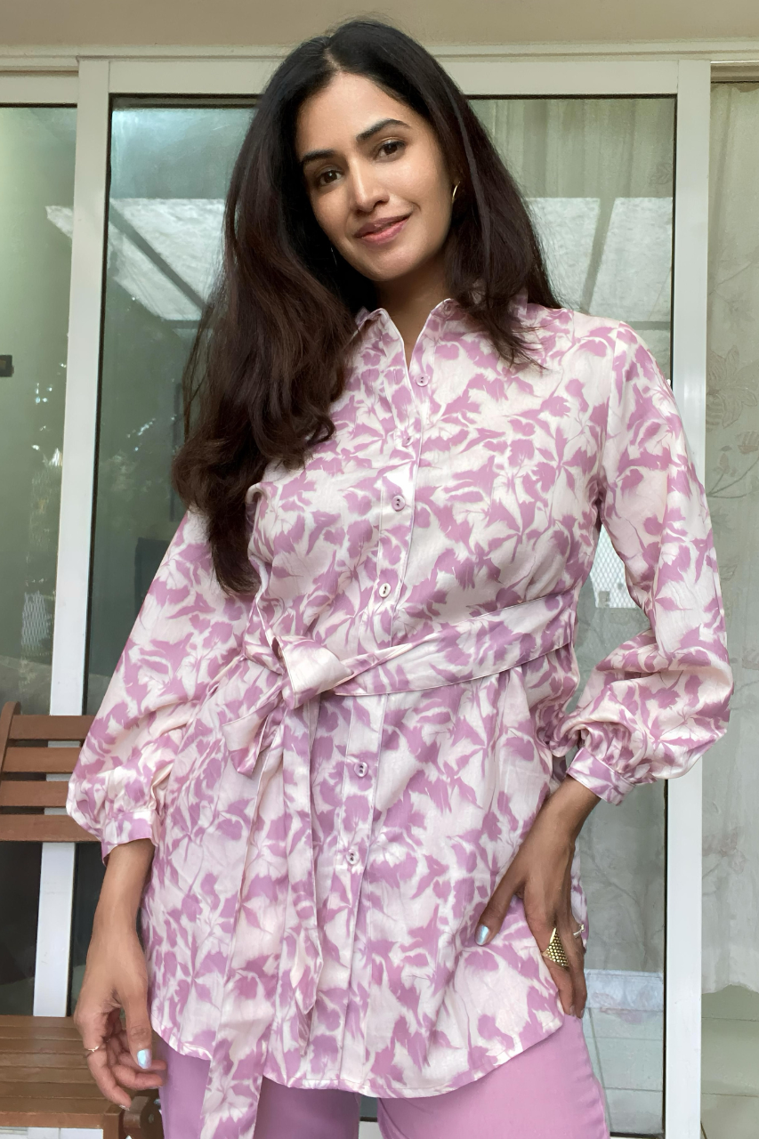 Painterly Blush Pink Abstract Printed Co-ord Set