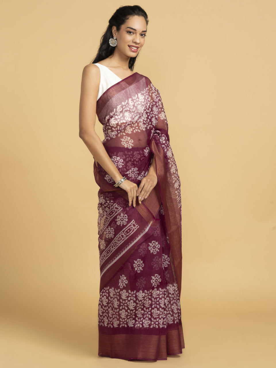 Divine Drapes Magenta Floral Saree