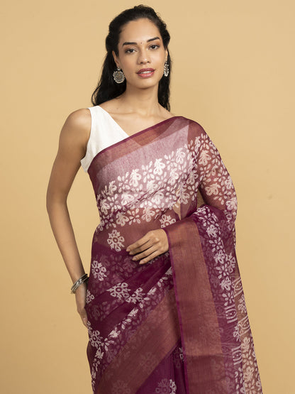 Divine Drapes Magenta Floral Saree