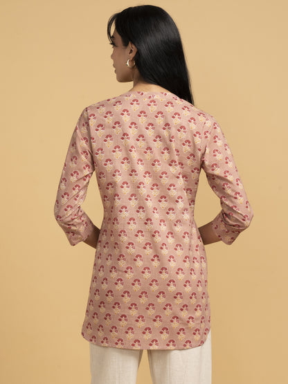 Blooming Elegance Pink All Over Print Kurta Top