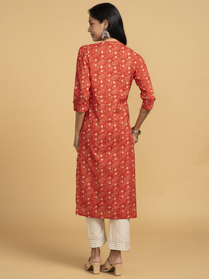 Blooming Elegance Red Floral Kurta