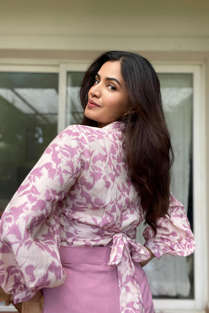 Painterly Blush Pink Abstract Printed Co-ord Set