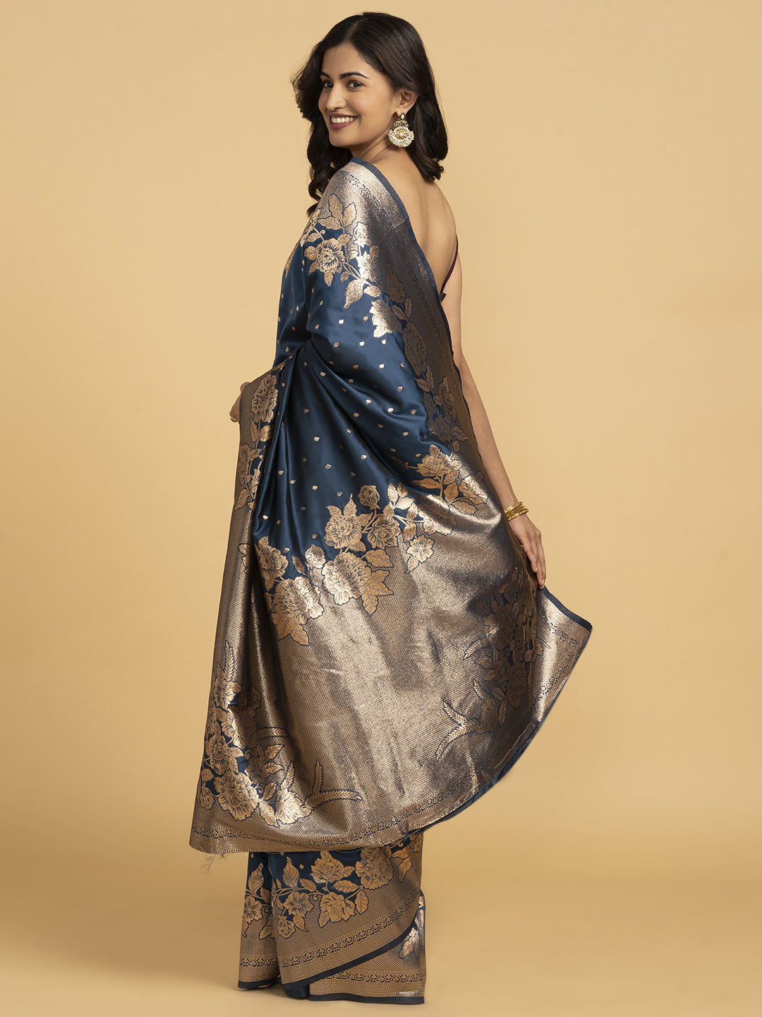 Divine Drapes Blue Motif Saree