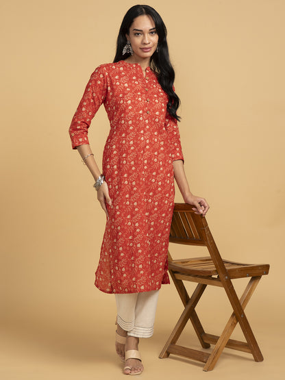 Blooming Elegance Red Floral Kurta