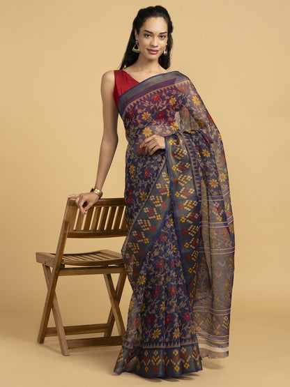 Divine Drapes Purple All Over Print Saree