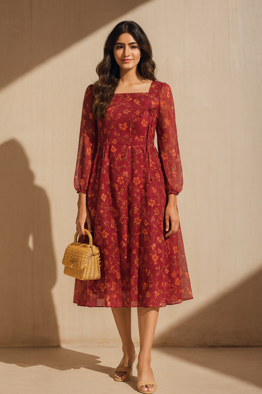 Lehja Maroon Dress