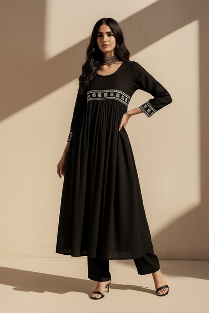 Midnight Grace Black Kurta Set