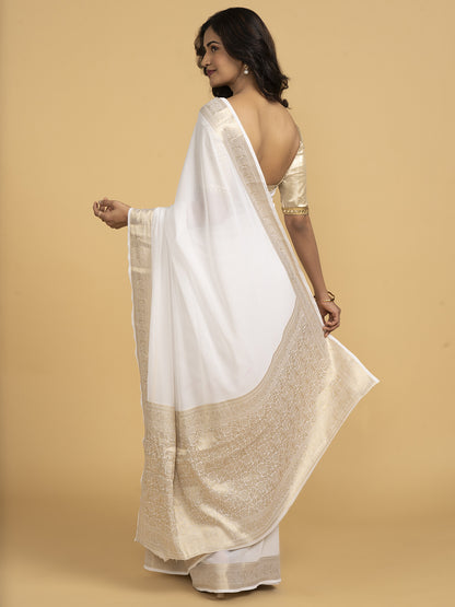 Divine Drapes White Saree