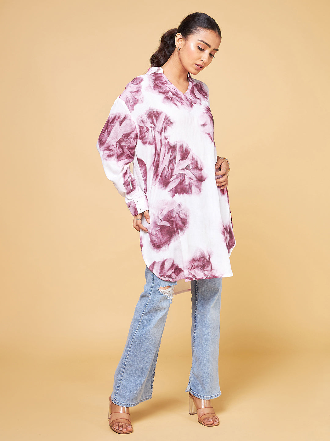 Echoes of Bliss Abstract Watercolor Printed Shirt