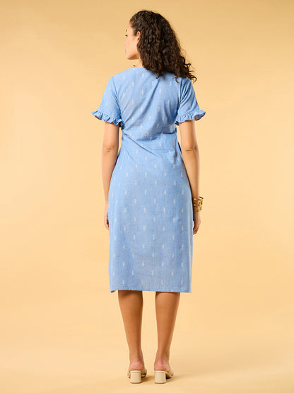 Yearning Divine Blue Over Lap Dress